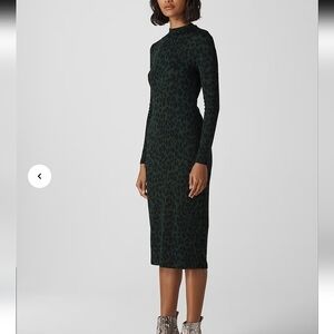Whistles‎ Animal Jersey Dress Green Leopard Print